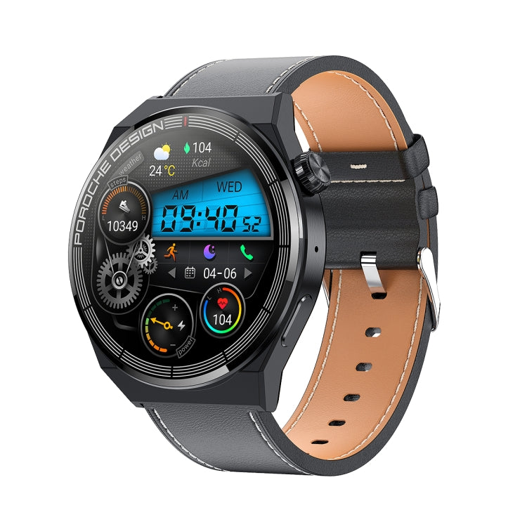 Ochstin 5HK46P 1.36 inch Round Screen Leather Strap Smart Watch with Bluetooth Call Function, Leather Strap(Brown), Leather Strap(Black) - Shello's Creative Boutique