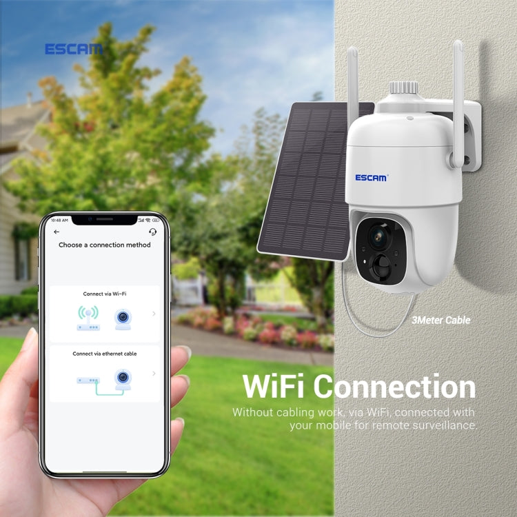 ESCAM G24 3MP WiFi Smart Night Vision Two-way Voice Intercom Solar Camera Support Full HD AI Recognition PIR Alarm, G24 SUNSKY