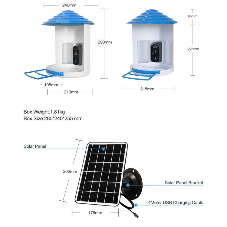 ESCAM PT389 IP66 Waterproof 2MP PIR Motion Detection Two-way Audio Night Vision WiFi Camera with AI Bird Recognition Bird Watching House, PT389 SUNSKY