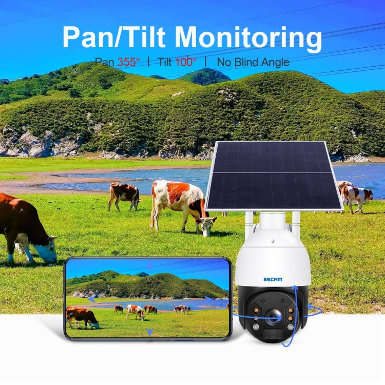 ESCAM QF724 3MP 24h Recording Cloud Storage PT 4G PIR Alarm IP Camera with Solar Panel, AU Plug SUNSKY