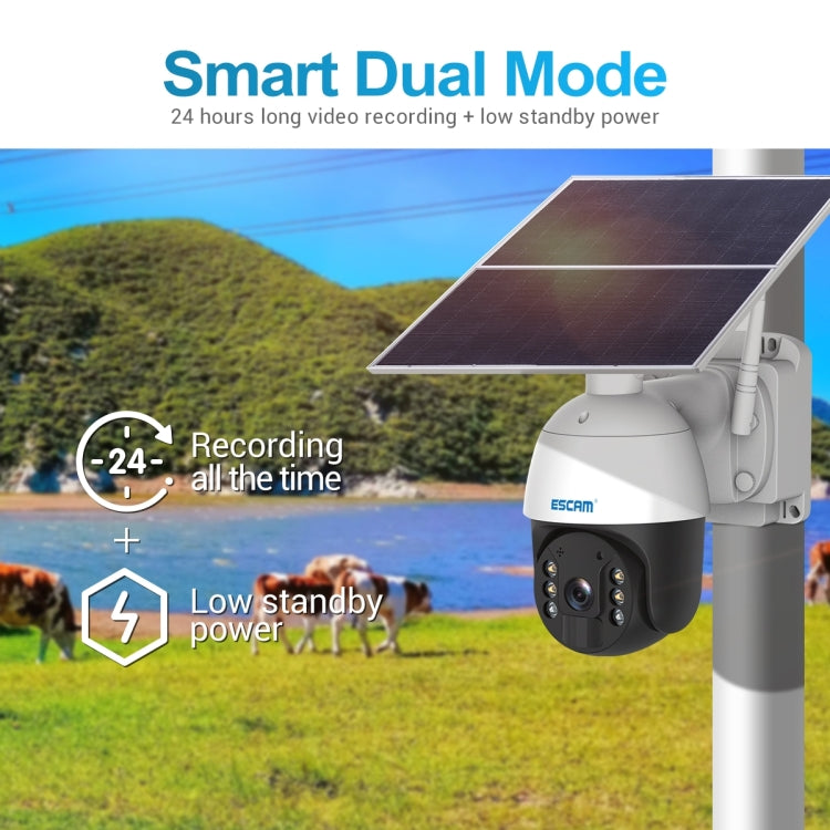 ESCAM QF724 3MP 24h Recording Cloud Storage PT 4G PIR Alarm IP Camera with Solar Panel, AU Plug SUNSKY