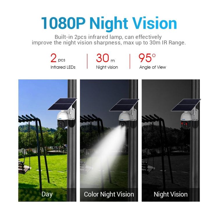 ESCAM QF724 3MP 24h Recording Cloud Storage PT 4G PIR Alarm IP Camera with Solar Panel, AU Plug SUNSKY