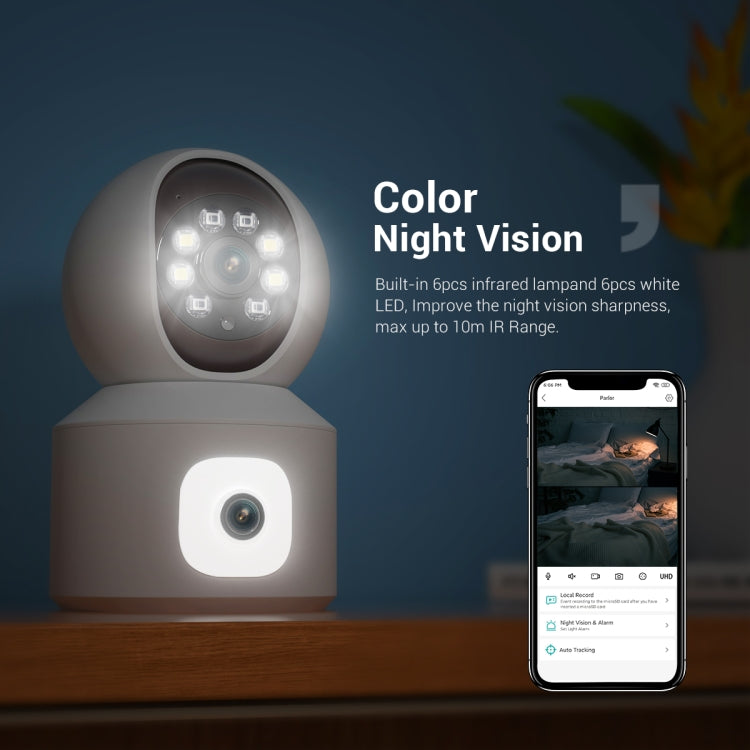 ESCAM QF010 2x2MP Dual Lens Dual Screen Surveillance WiFi Camera Support Two-way Voice & Motion Detection, QF010 SUNSKY