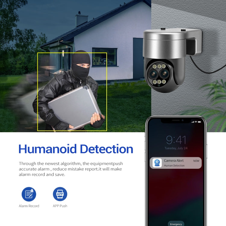 ESCAM G03 2x4MP Dual Lens Zoom 8X Dual Light Source WiFi Camera Support Two-way Voice & Motion Detection, EU Plug, US Plug, UK Plug, AU Plug SUNSKY