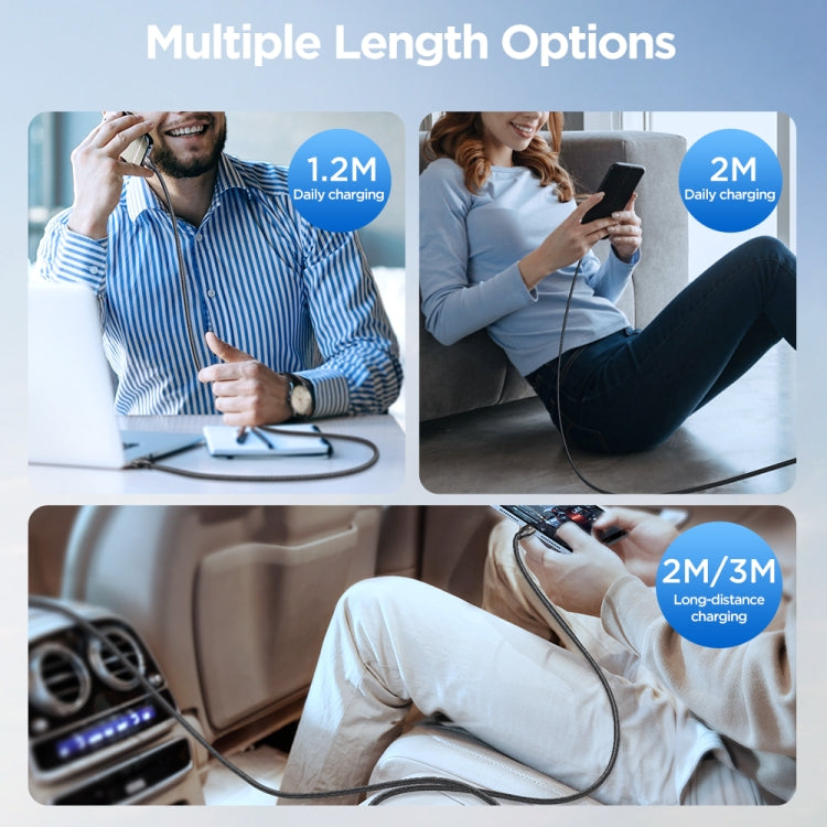 JOYROOM SA25-AC3 3A USB to USB-C/Type-C Fast Charge Data Cable, 1.2m, 2m, 3m Shello's Creative Boutique