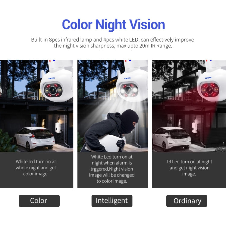 ESCAM PT304 HD 4MP Humanoid Detection Tracking WiFi Connection Sound Alarm Intelligent Night Vision H.265 Camera, US Plug, AU Plug, EU Plug, UK Plug SUNSKY