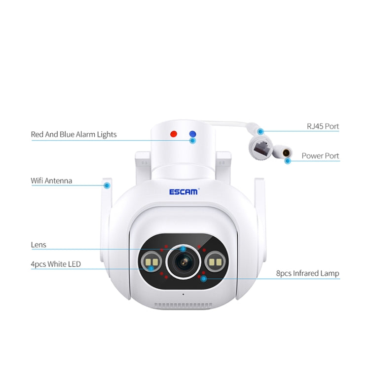 ESCAM PT304 HD 4MP Humanoid Detection Tracking WiFi Connection Sound Alarm Intelligent Night Vision H.265 Camera, US Plug, AU Plug, EU Plug, UK Plug SUNSKY