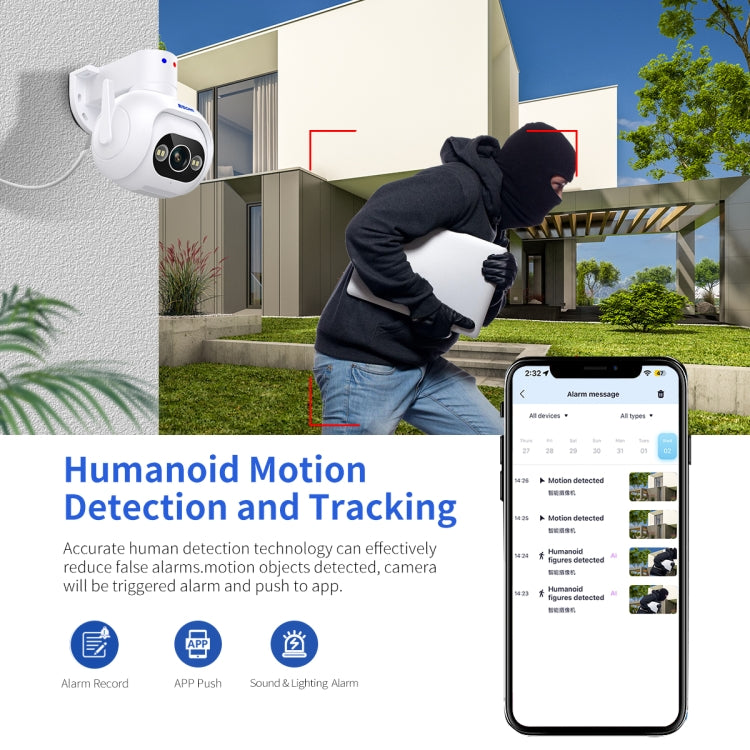 ESCAM PT304 HD 4MP Humanoid Detection Tracking WiFi Connection Sound Alarm Intelligent Night Vision H.265 Camera, US Plug, AU Plug, EU Plug, UK Plug SUNSKY