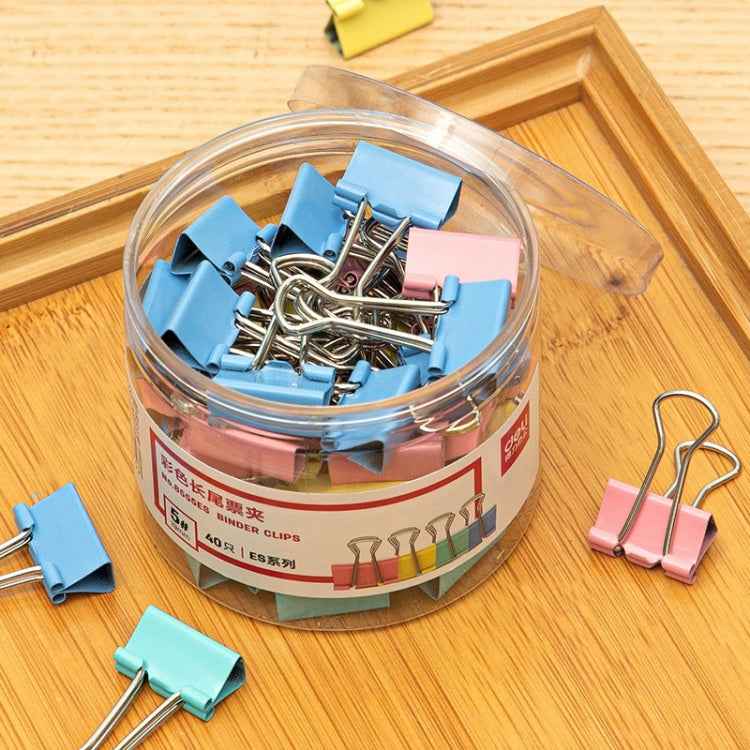 Deli 8556ES60pcs / Box Colorful Binder Clip Bill Clip Dovetail Clip Metal Iron Bill Clip
