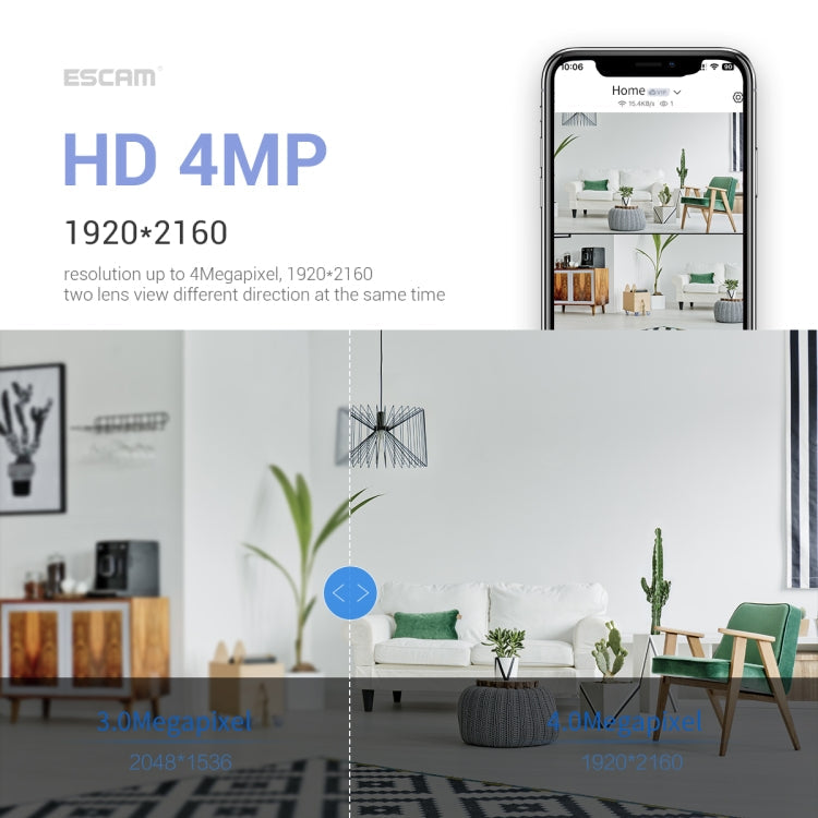 ESCAM PT212 4MP Dual Lens Robot Dog WiFi Camera Supports Cloud Storage/Two-way Audio/Night Vision, US Plug, UK Plug, EU Plug, AU Plug SUNSKY