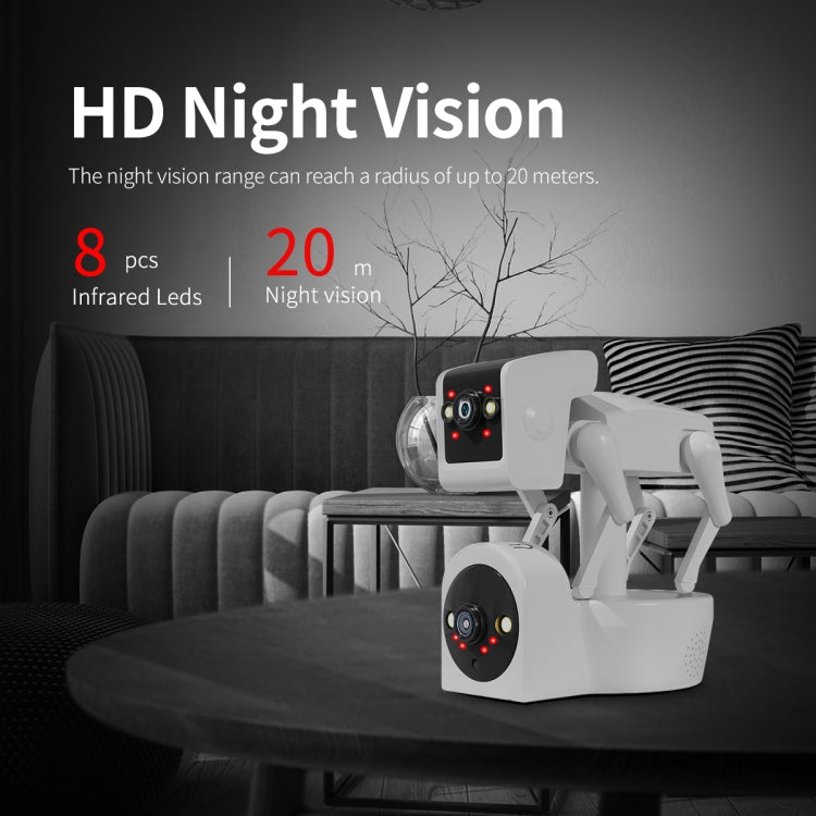 ESCAM PT212 4MP Dual Lens Robot Dog WiFi Camera Supports Cloud Storage/Two-way Audio/Night Vision, US Plug, UK Plug, EU Plug, AU Plug SUNSKY