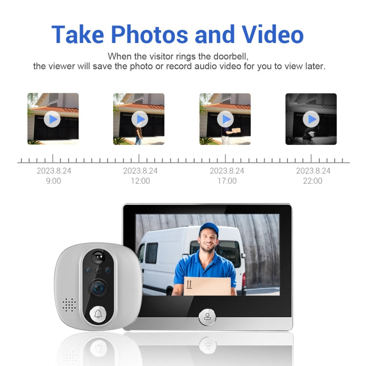 ESCAM C85 1080P 4.3 inch Smart WIFI Digital Door Viewer Supports Wide-Angle PIR & Night Vision & Dingdong Photo, C85 SUNSKY
