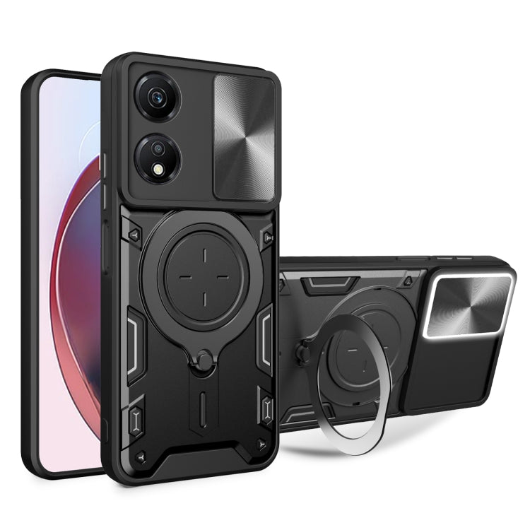CD Texture Sliding Camshield Magnetic Holder Phone Case, For Honor X7b, For Honor X5 Plus, For Honor X9b, For Honor 90 Lite 5G - Shello's Creative Boutique