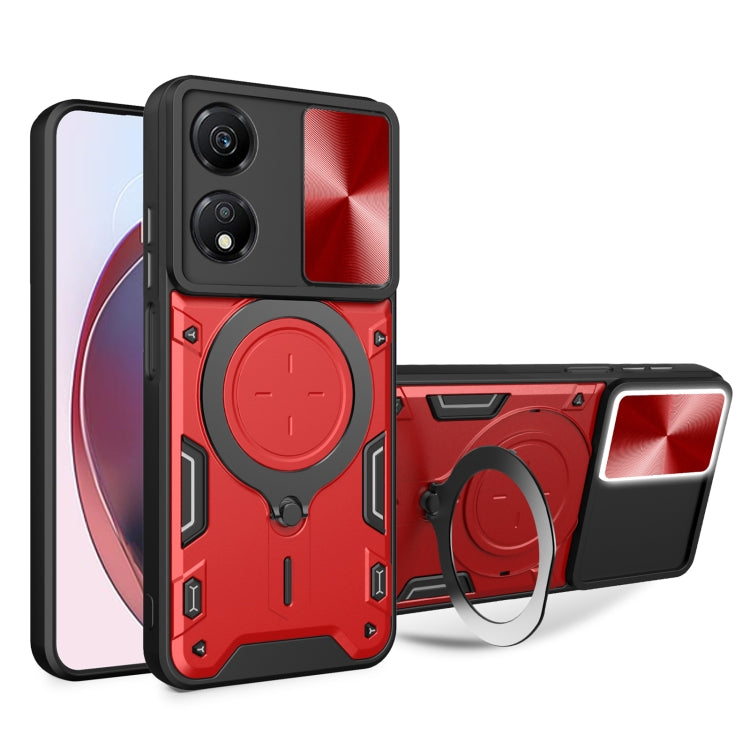 CD Texture Sliding Camshield Magnetic Holder Phone Case, For Honor X7b, For Honor X5 Plus, For Honor X9b, For Honor 90 Lite 5G - Shello's Creative Boutique