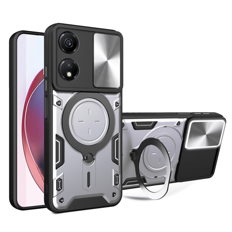 CD Texture Sliding Camshield Magnetic Holder Phone Case, For Honor X7b, For Honor X5 Plus, For Honor X9b, For Honor 90 Lite 5G - Shello's Creative Boutique