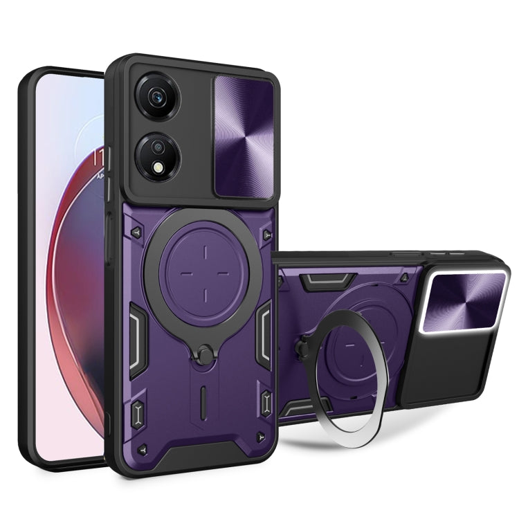 CD Texture Sliding Camshield Magnetic Holder Phone Case, For Honor X7b, For Honor X5 Plus, For Honor X9b, For Honor 90 Lite 5G - Shello's Creative Boutique