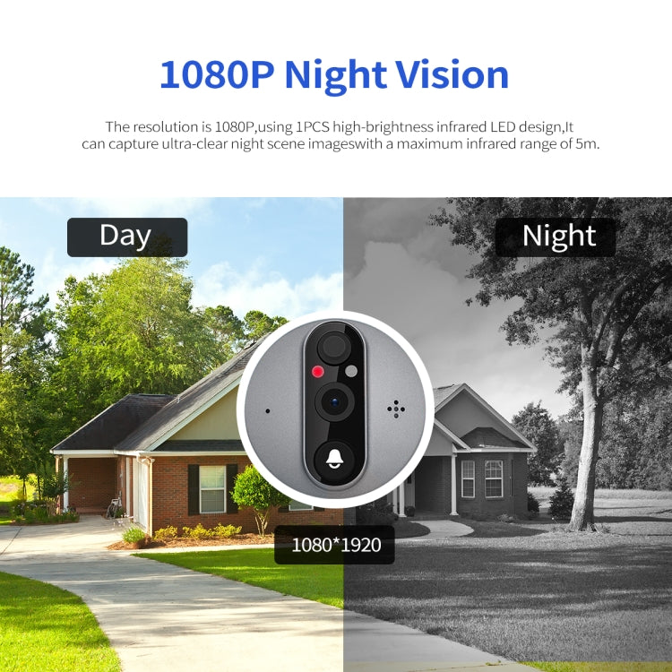 ESCAM C87 1080P 4.3 inch Smart WiFi Digital Door Viewer Supports Wide-Angle PIR & Night Vision & Dingdong Photo, C87 SUNSKY