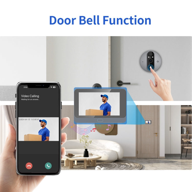 ESCAM C87 1080P 4.3 inch Smart WiFi Digital Door Viewer Supports Wide-Angle PIR & Night Vision & Dingdong Photo, C87 SUNSKY