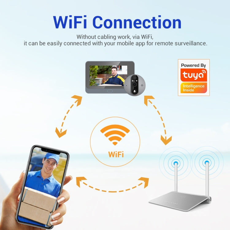 ESCAM C87 1080P 4.3 inch Smart WiFi Digital Door Viewer Supports Wide-Angle PIR & Night Vision & Dingdong Photo, C87 SUNSKY