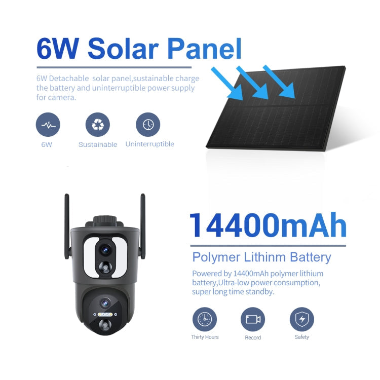 ESCAM QF390 2x2MP Binocular Solar WiFi Camera Supports Two-way Voice & Alarm Recording, QF390 SUNSKY