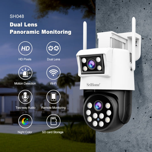 SriHome SH048 2MP + 2MP Humanoid Tracking Smart Night Vision Dual Lens IP Camera, SH048 SUNSKY