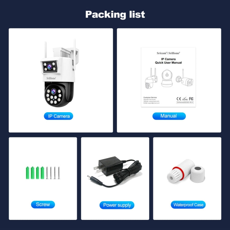 SriHome SH048 2MP + 2MP Humanoid Tracking Smart Night Vision Dual Lens IP Camera, SH048 SUNSKY