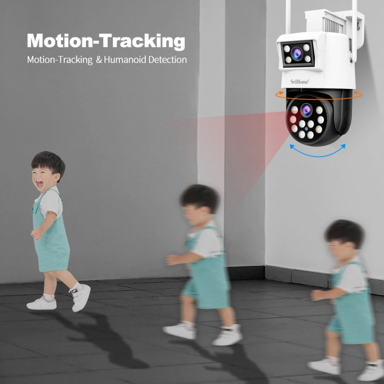SriHome SH048 2MP + 2MP Humanoid Tracking Smart Night Vision Dual Lens IP Camera, SH048 SUNSKY