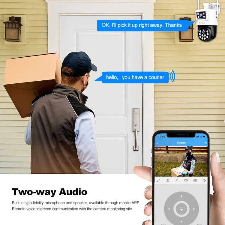 SriHome SH048 2MP + 2MP Humanoid Tracking Smart Night Vision Dual Lens IP Camera, SH048 SUNSKY