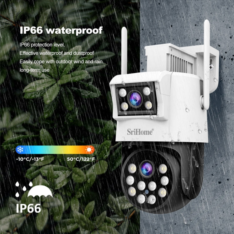 SriHome SH048 2MP + 2MP Humanoid Tracking Smart Night Vision Dual Lens IP Camera, SH048 SUNSKY