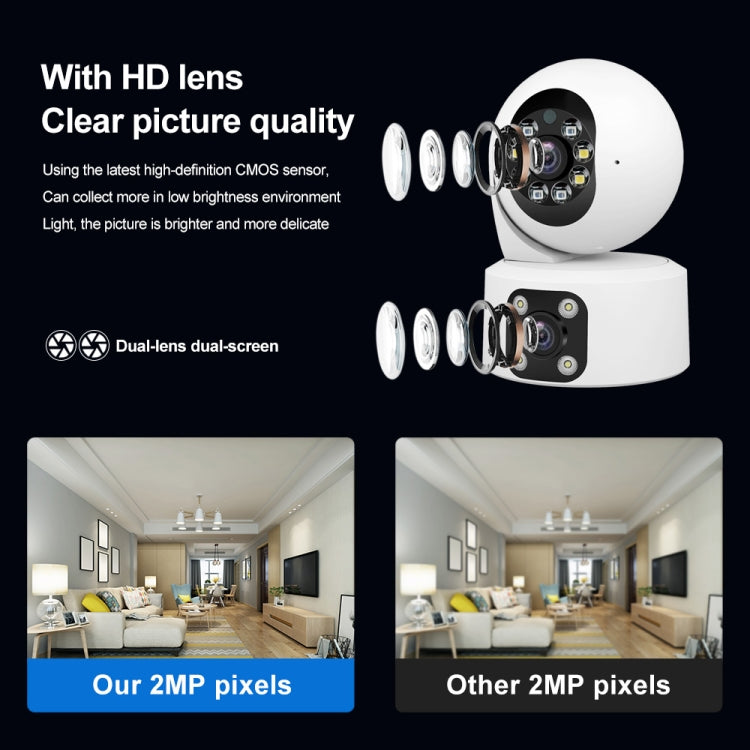 SriHome SH049 2MP + 2MP Humanoid Tracking Smart Night Vision Dual Lens HD IP Camera, SH049 SUNSKY