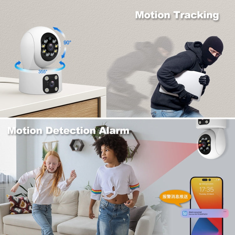 SriHome SH049 2MP + 2MP Humanoid Tracking Smart Night Vision Dual Lens HD IP Camera, SH049 SUNSKY