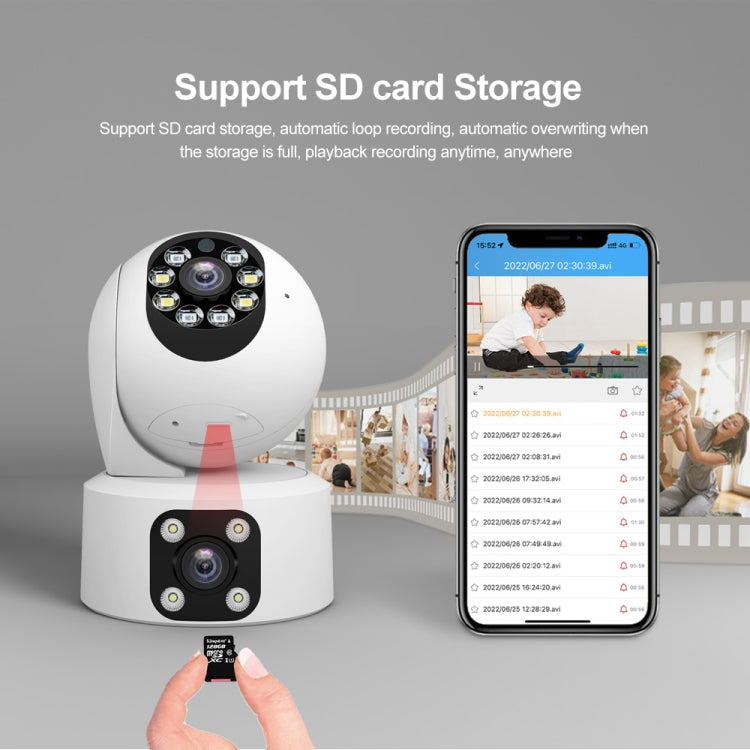 SriHome SH049 2MP + 2MP Humanoid Tracking Smart Night Vision Dual Lens HD IP Camera, SH049 SUNSKY
