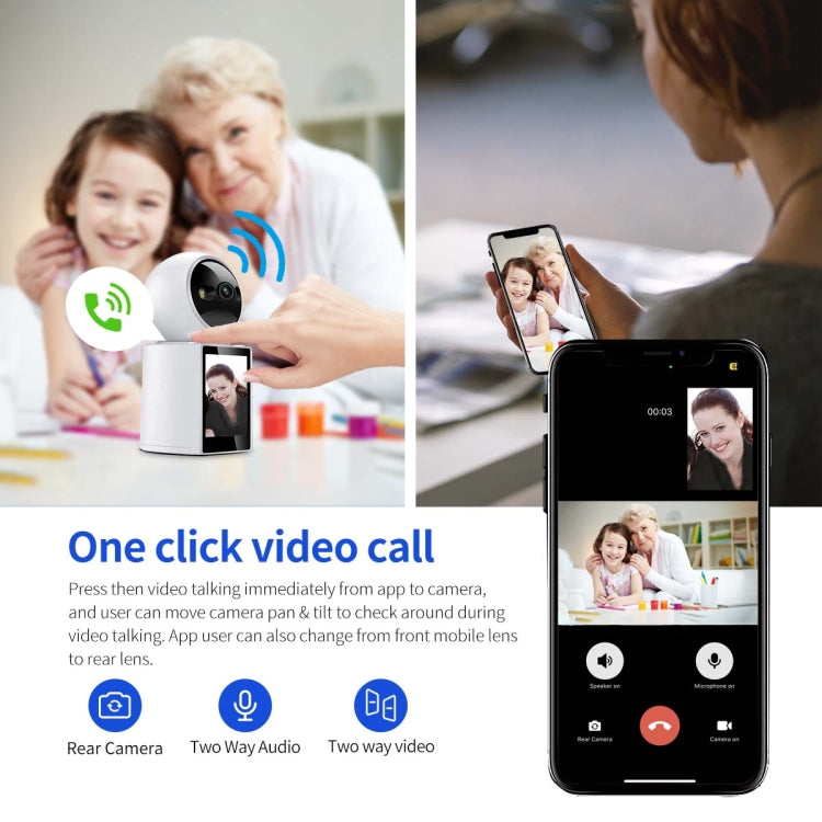 ESCAM QF104 One Click Video Call 3MP Indoor Humanoid Detection Audible Alarm Color Night Version Smart WiFi Camera, AU Plug, US Plug, UK Plug, EU Plug SUNSKY