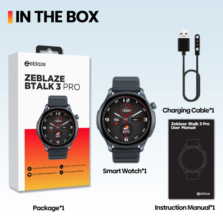 Zeblaze Btalk 3 Pro 1.43 inch BT5.2 Fitness Wellness Smart Watch, Support Bluetooth Call / Sleep / Blood Oxygen / Heart Rate / Blood Pressure Health Monitor - Shello's Creative Boutique