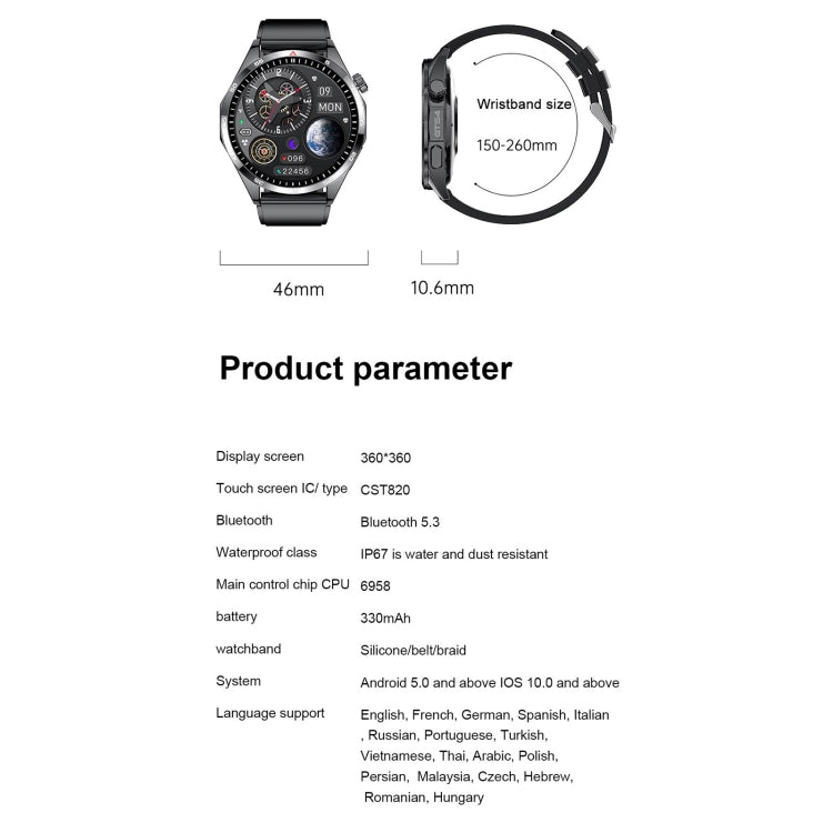 GTS4/LT09 1.5 inch IP67 Fitness Wellness Smart Watch Support Bluetooth Call / Sleep / Blood Oxygen / Heart Rate Health Monitor, Silicone Strap, Steel Strap Shello's Creative Boutique