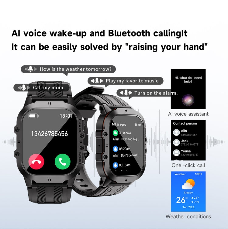 LEMFO C26 1.96 inch Sport Smart Watch, Support Bluetooth Call / Message Notification / Heart Rate / Blood Pressure Health Monitor Shello's Creative Boutique
