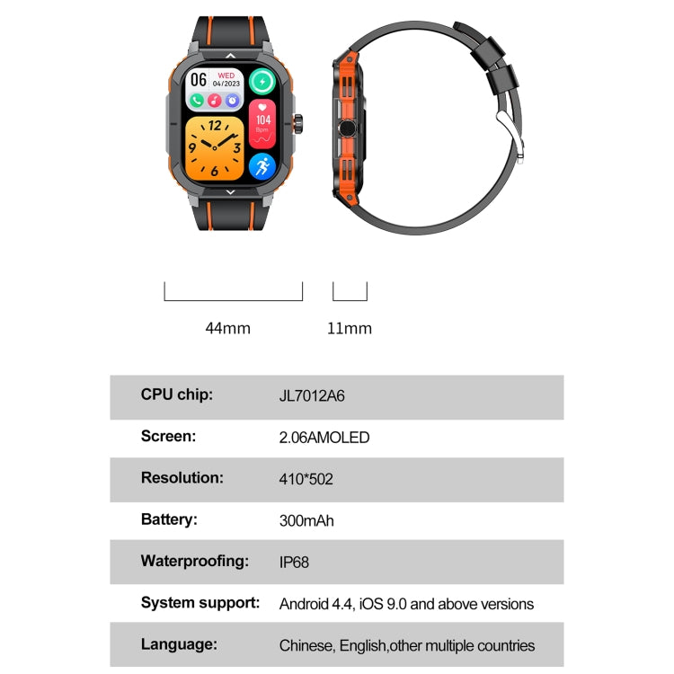 LEMFO HK56 2.06 inch BT5.3 IP68 Sport Smart Watch, Support Bluetooth Call / Message Notification / Heart Rate / Blood Pressure Health Monitor - Shello's Creative Boutique