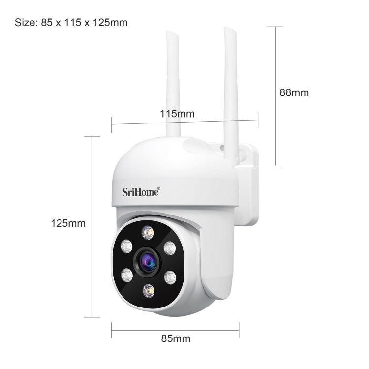 SriHome SH061 2MP AI Humanoid Tracking Infrared Night Vision Camera, EU Plug, US Plug, UK Plug SUNSKY
