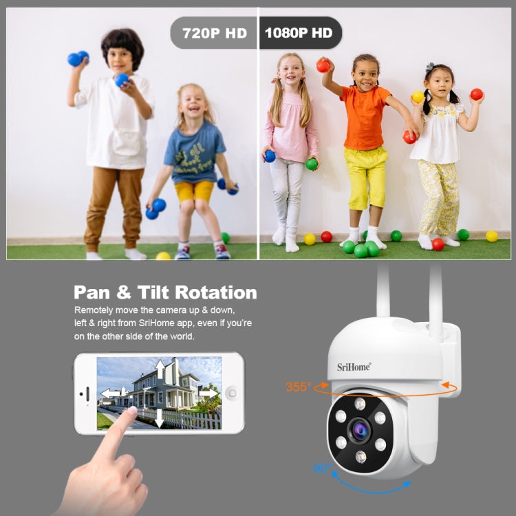 SriHome SH061 2MP AI Humanoid Tracking Infrared Night Vision Camera, EU Plug, US Plug, UK Plug SUNSKY