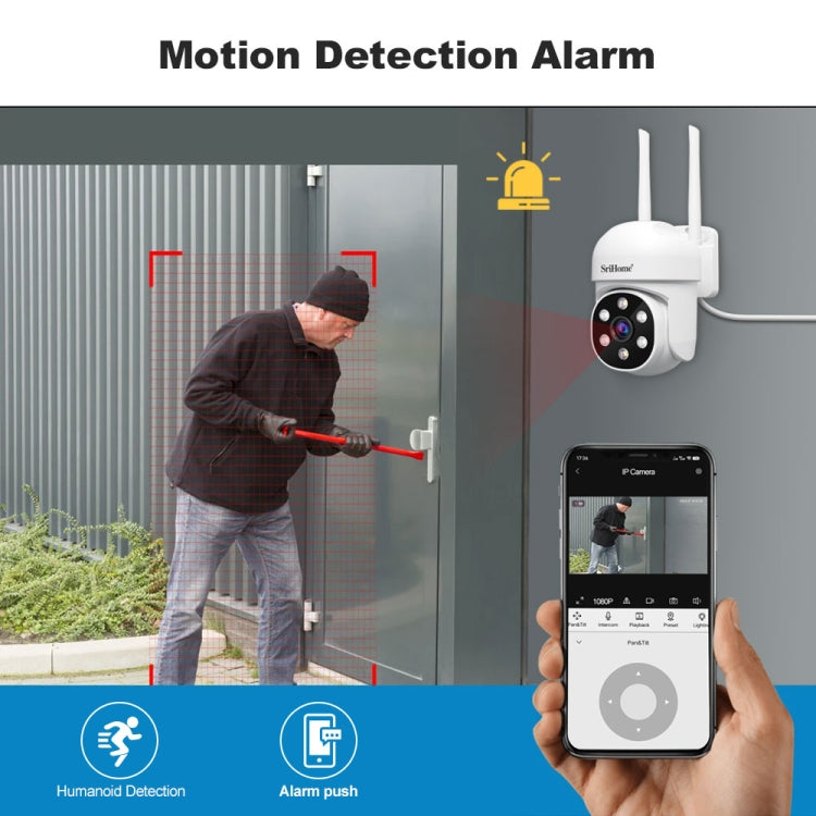 SriHome SH061 2MP AI Humanoid Tracking Infrared Night Vision Camera, EU Plug, US Plug, UK Plug SUNSKY