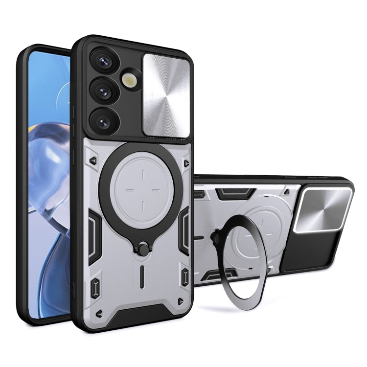 CD Texture Sliding Camshield Magnetic Holder Phone Case, For Samsung Galaxy S25 Edge 5G, For Samsung Galaxy S25 5G, For Samsung Galaxy S25+ 5G, For Samsung Galaxy S25 Ultra 5G - Shello's Creative Boutique