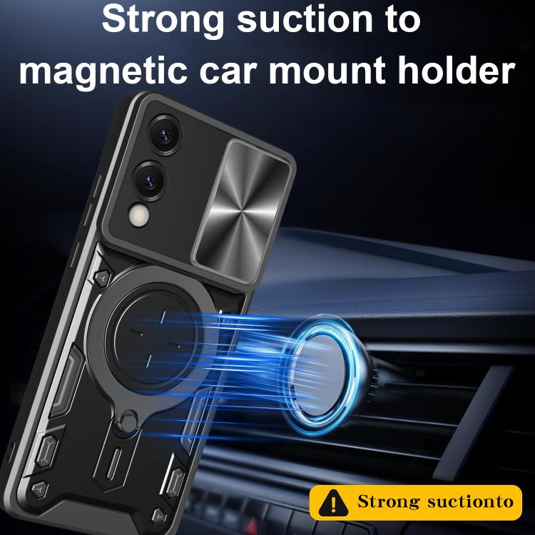 CD Texture Sliding Camshield Magnetic Holder Phone Case, For Samsung Galaxy S25 Edge 5G, For Samsung Galaxy S25 5G, For Samsung Galaxy S25+ 5G, For Samsung Galaxy S25 Ultra 5G - Shello's Creative Boutique