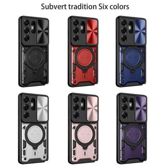 CD Texture Sliding Camshield Magnetic Holder Phone Case, For Samsung Galaxy S26 Ultra 5G, For Samsung Galaxy S25 Edge 5G, For Samsung Galaxy S25 5G, For Samsung Galaxy S25+ 5G - Shello's Creative Boutique