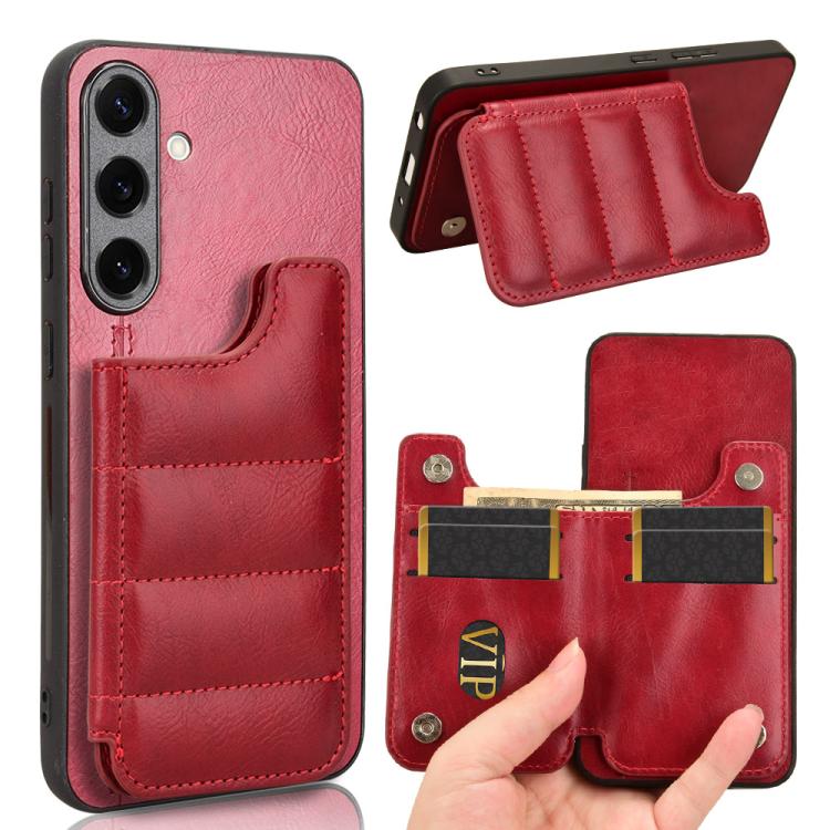 Cow Pattern Sewing Card Bag Phone Case, For Samsung Galaxy S25 5G, For Samsung Galaxy S25+ 5G, For Samsung Galaxy S25 Ultra 5G - Shello's Creative Boutique