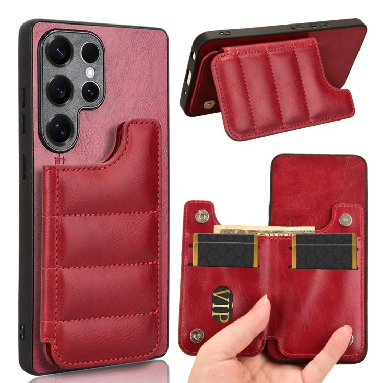 Cow Pattern Sewing Card Bag Phone Case, For Samsung Galaxy S25 5G, For Samsung Galaxy S25+ 5G, For Samsung Galaxy S25 Ultra 5G - Shello's Creative Boutique