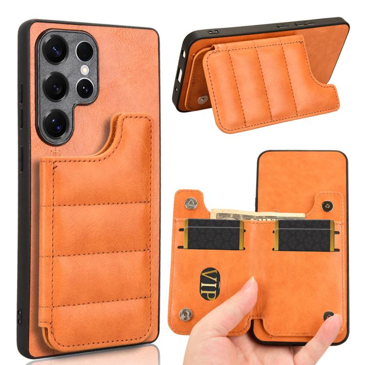 Cow Pattern Sewing Card Bag Phone Case, For Samsung Galaxy S25 5G, For Samsung Galaxy S25+ 5G, For Samsung Galaxy S25 Ultra 5G - Shello's Creative Boutique