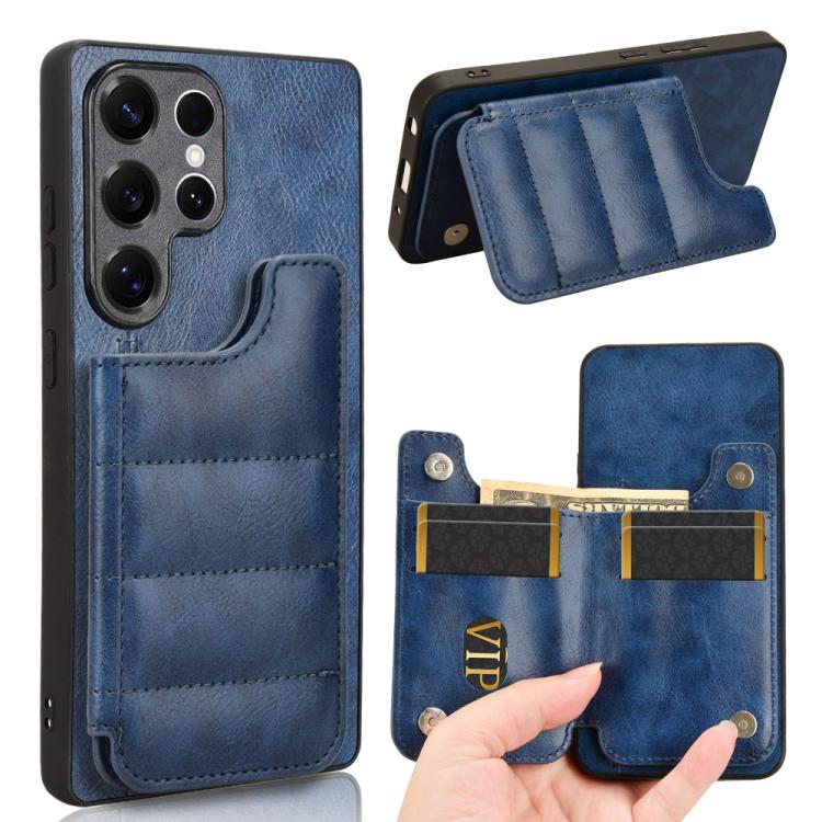 Cow Pattern Sewing Card Bag Phone Case, For Samsung Galaxy S25 5G, For Samsung Galaxy S25+ 5G, For Samsung Galaxy S25 Ultra 5G - Shello's Creative Boutique