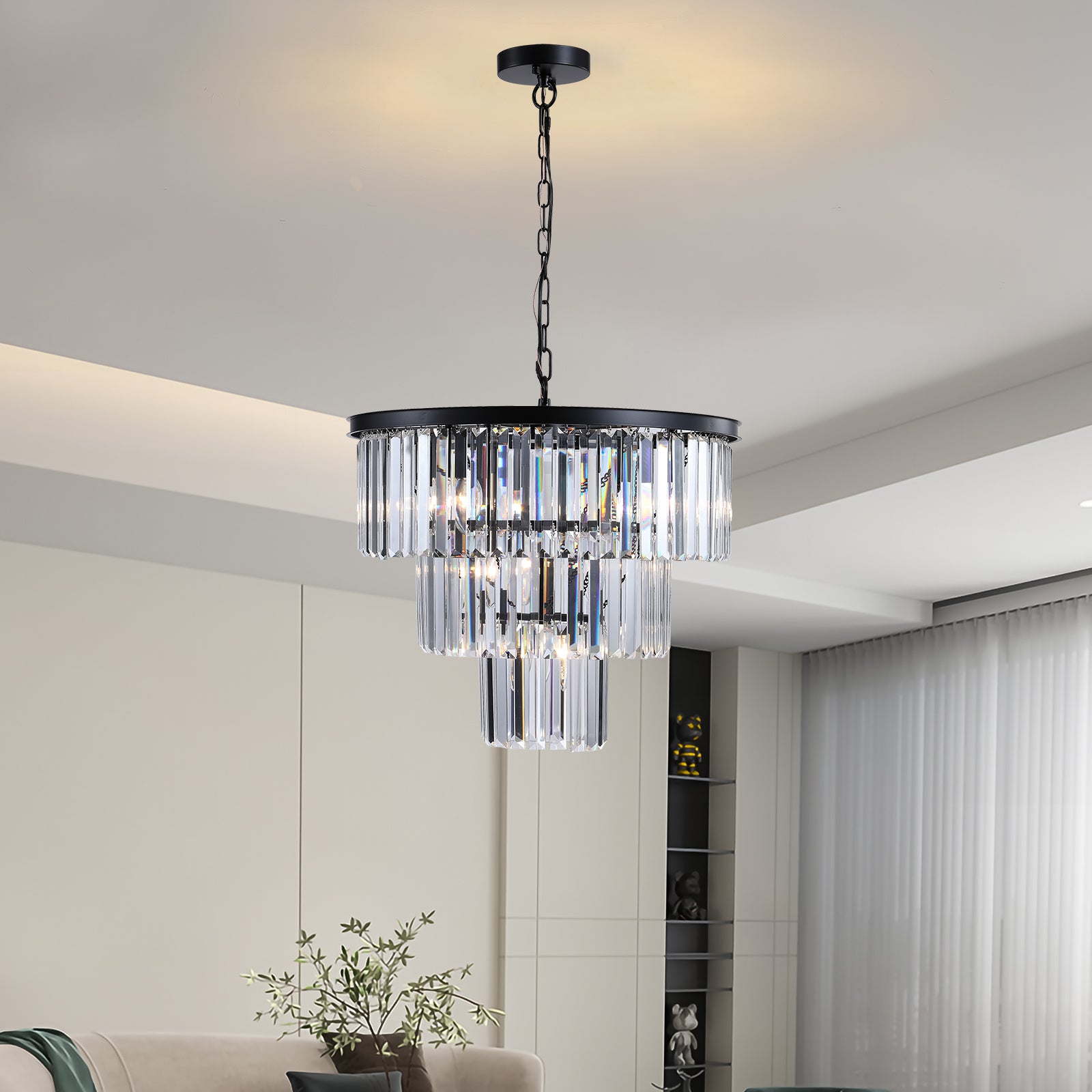 Black Luxury Crystal Chandelier Modern Chandeliers Lights Fixture Hanging Pendant Light Fixture for Dining Room Bedroom eprolo