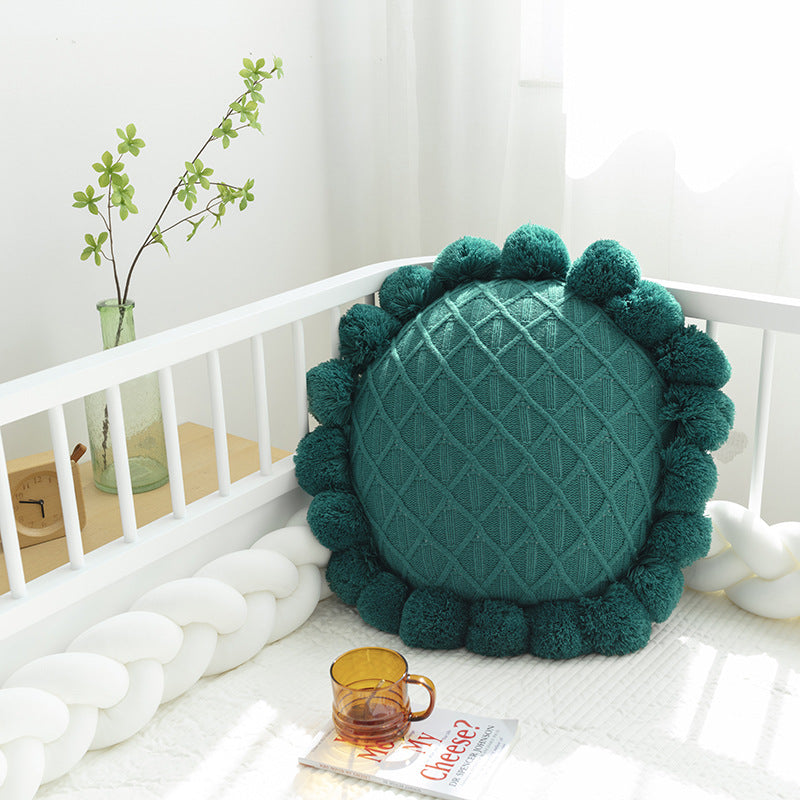 Sunflower Thickened Knitted Pillow Homestay Sofa Cushion Cover Living Room Bedside Pillow Waist Pillow Simple Cushion