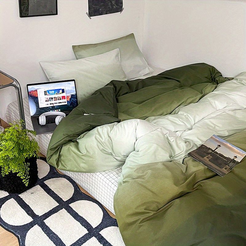 Four piece set of washed cotton bed sheets and duvet covers three piece set of bedding for single student dormitories eprolo